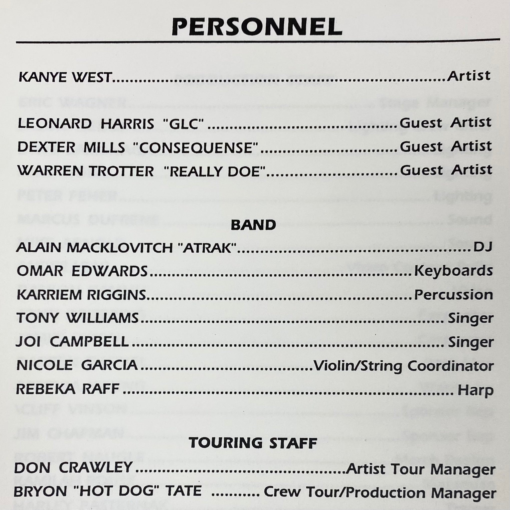 Late Registration 2005 Touch The Sky Tour Itinerary Booklet