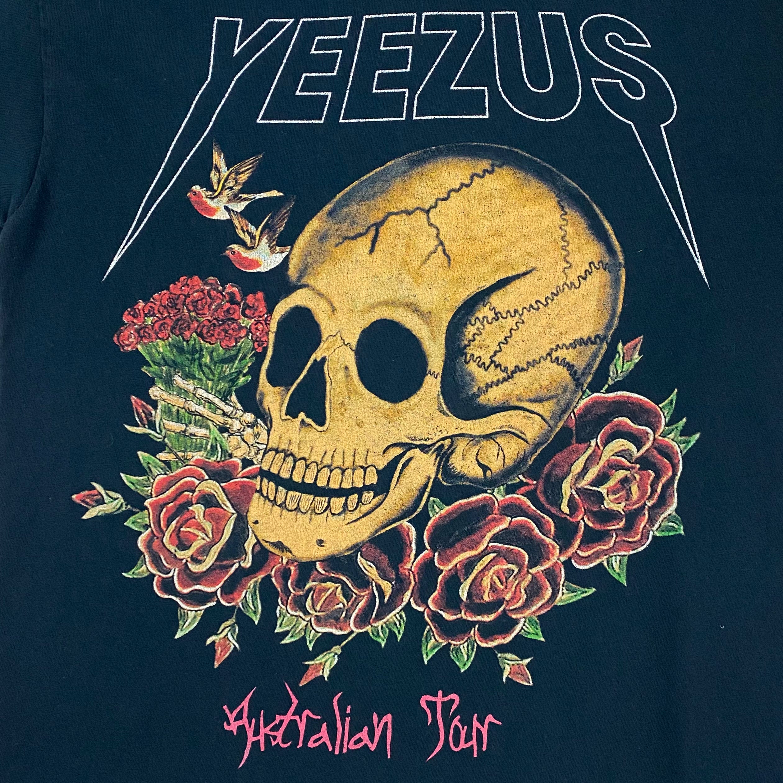 Yeezus Tour 2014 Australian Skull & Roses Tee By Wes Lang