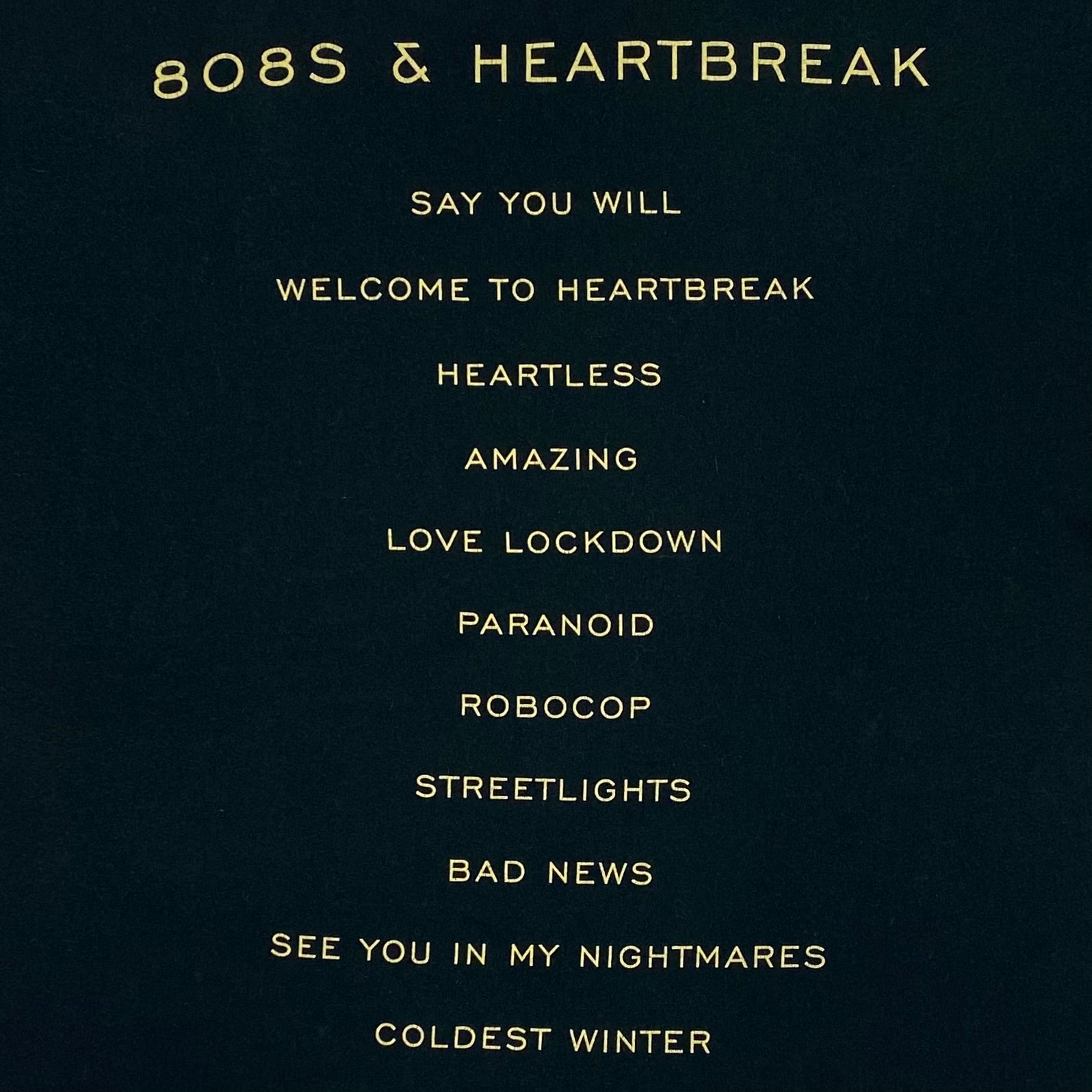 808’s & Heartbreak 2015 Hollywood Bowl Track-list Tee In Black