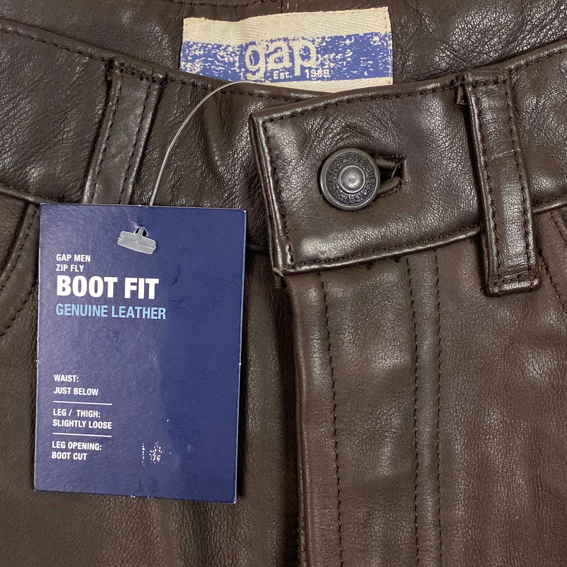 Vintage GAP Bootcut Leather Pants In Brown