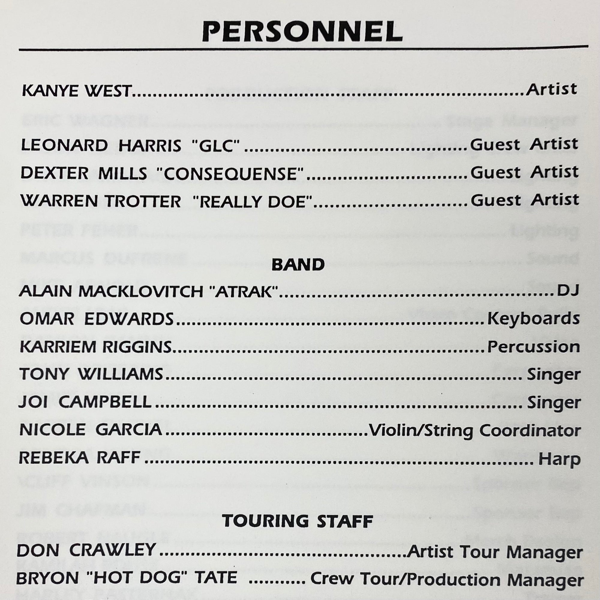 Late Registration 2005 Touch The Sky Tour Itinerary Booklet