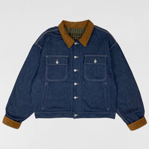 YZY SZN 6 Flannel Lined Corduroy Denim Sample Jacket In Blue