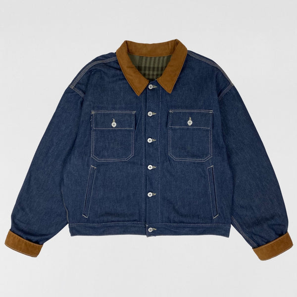 YZY SZN 6 Flannel Lined Corduroy Denim Sample Jacket In Blue