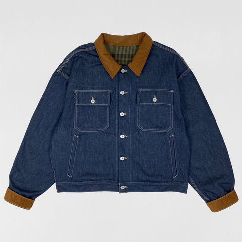 YZY SZN 6 Flannel Lined Corduroy Denim Sample Jacket In Blue