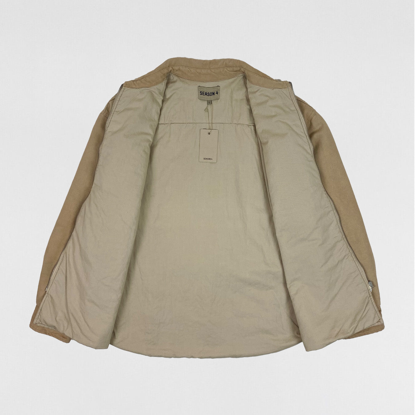 YZY SZN 4 Oversized Zip Up Flannel In Oatmeal