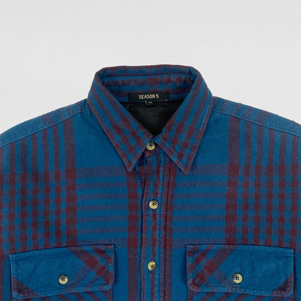 YZY SZN 5 Padded Oversized Flannel In Blue