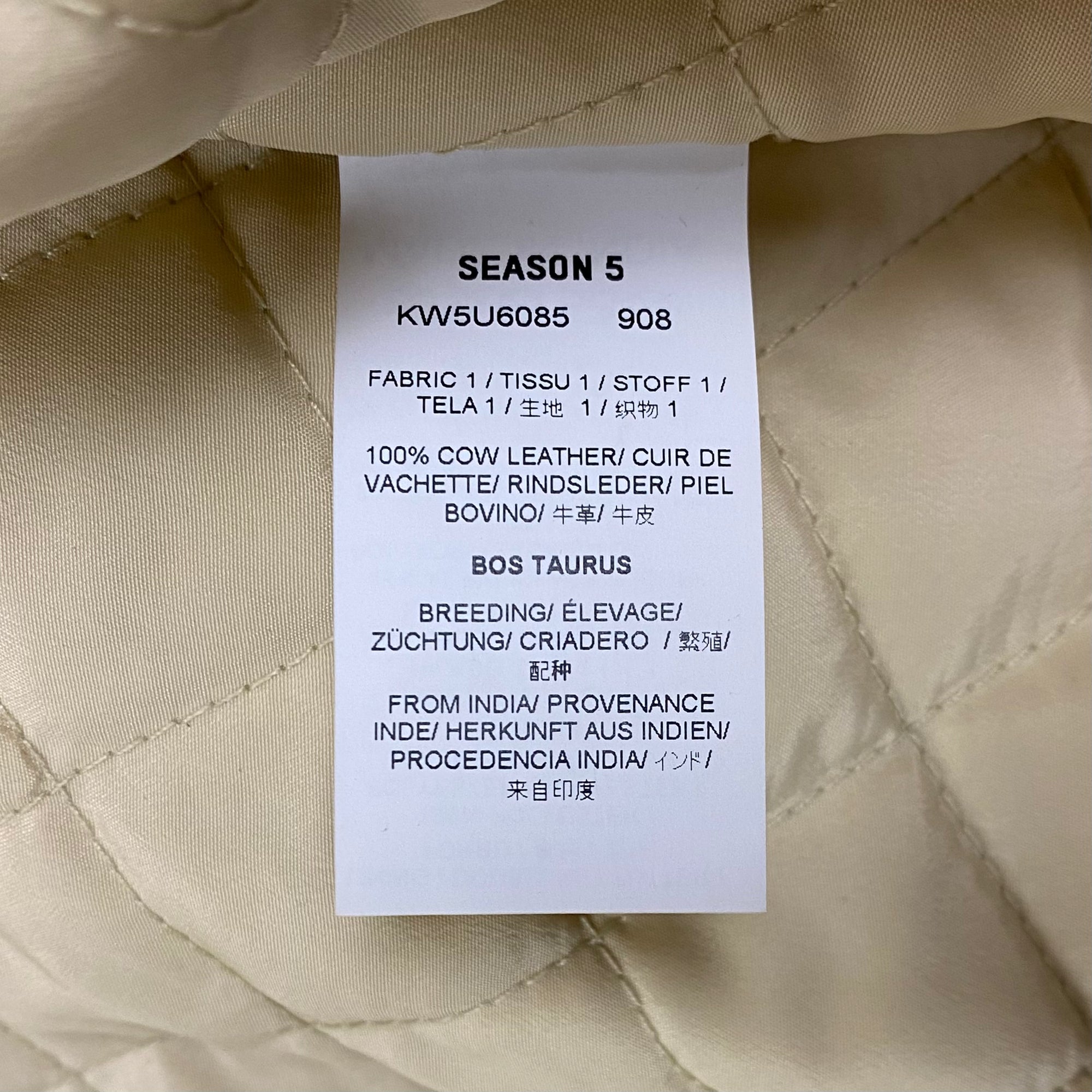 YZY SZN 5 Unreleased Leather Biker Jacket In Jupiter/Arctic