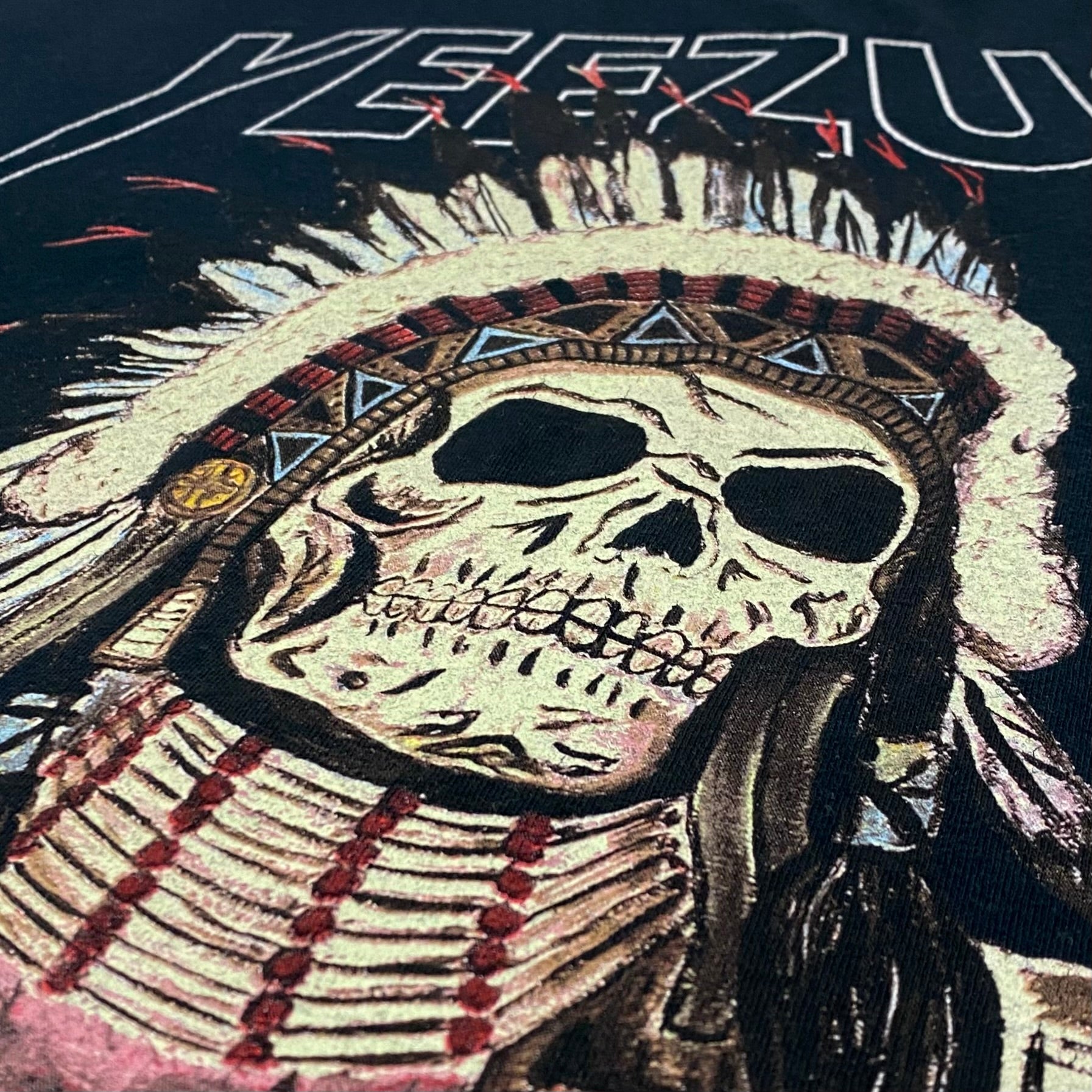 Yeezus Tour 2013 OG Native Skull Tee In Black By Wes Lang