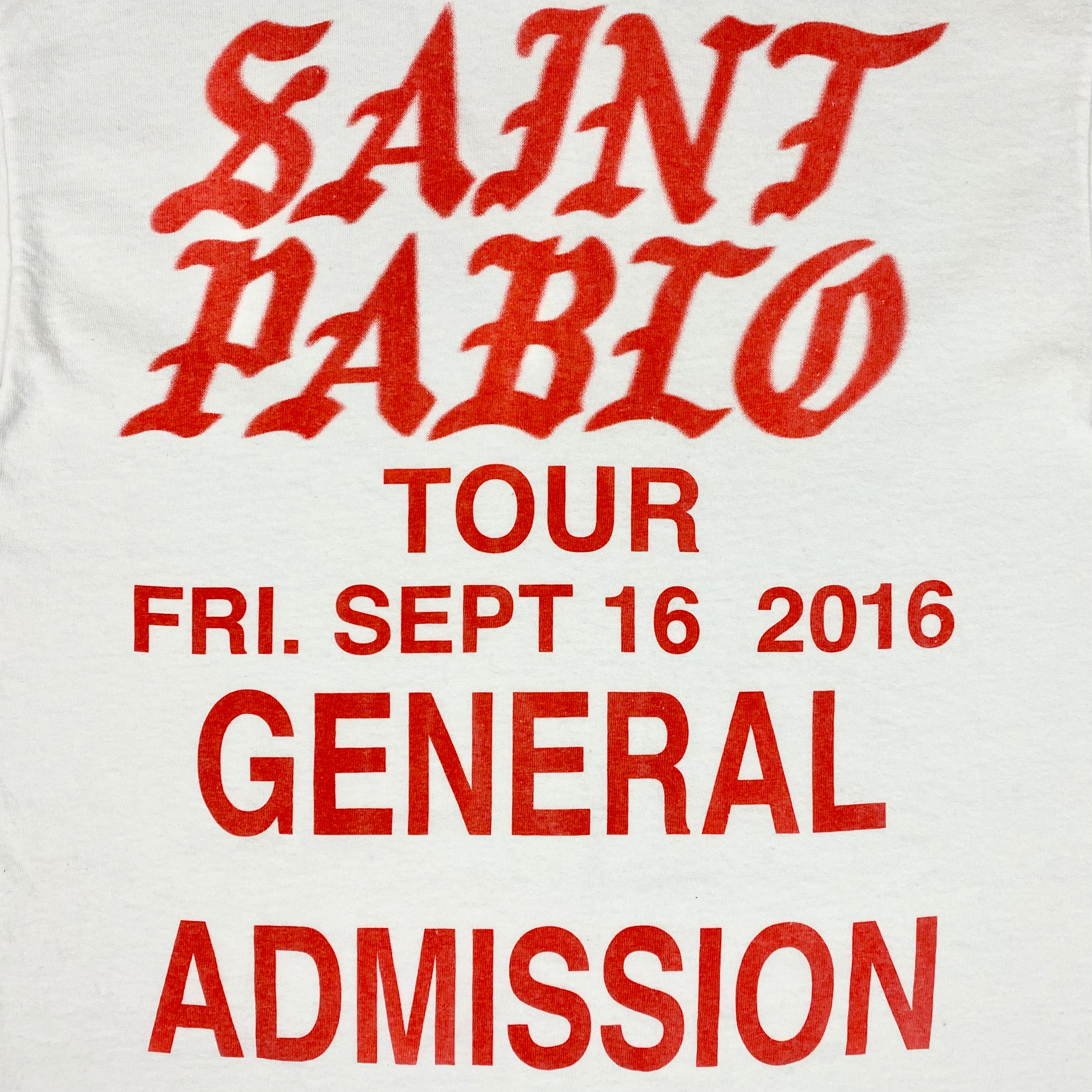 TLOP 2016 Saint Pablo Tour 'General Admission' Tee In White