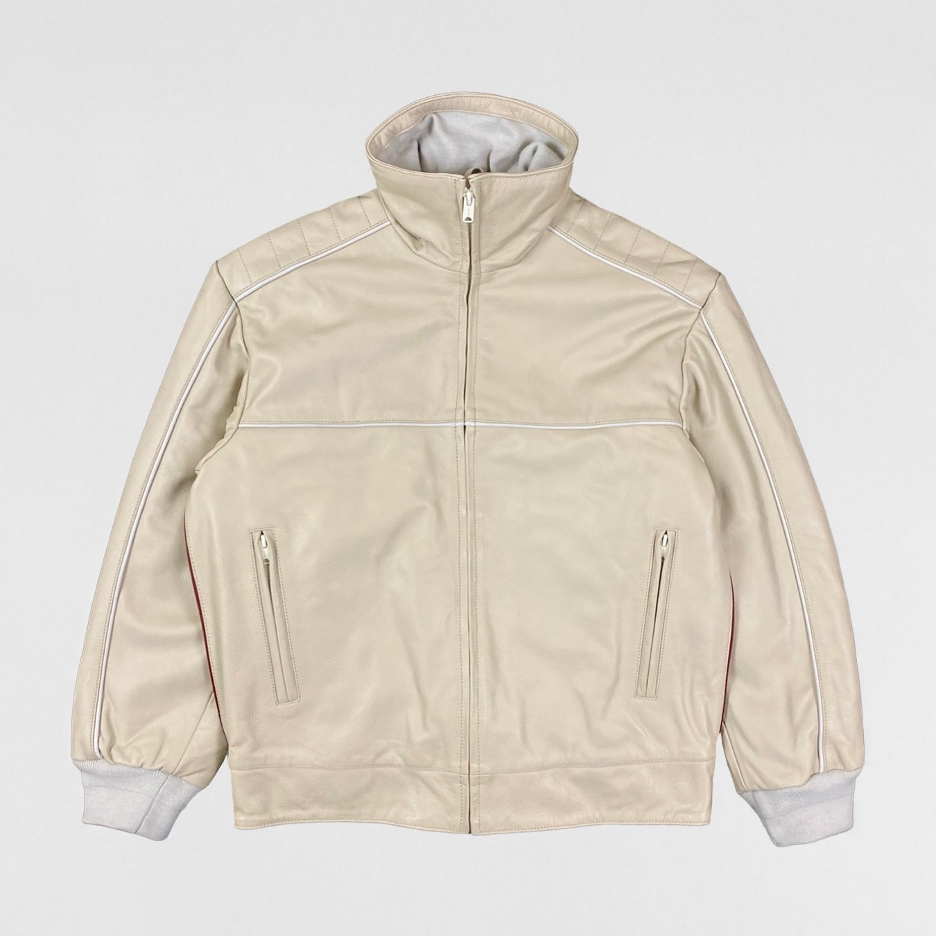 YZY SZN 5 Unreleased Leather Biker Jacket In Jupiter/Arctic