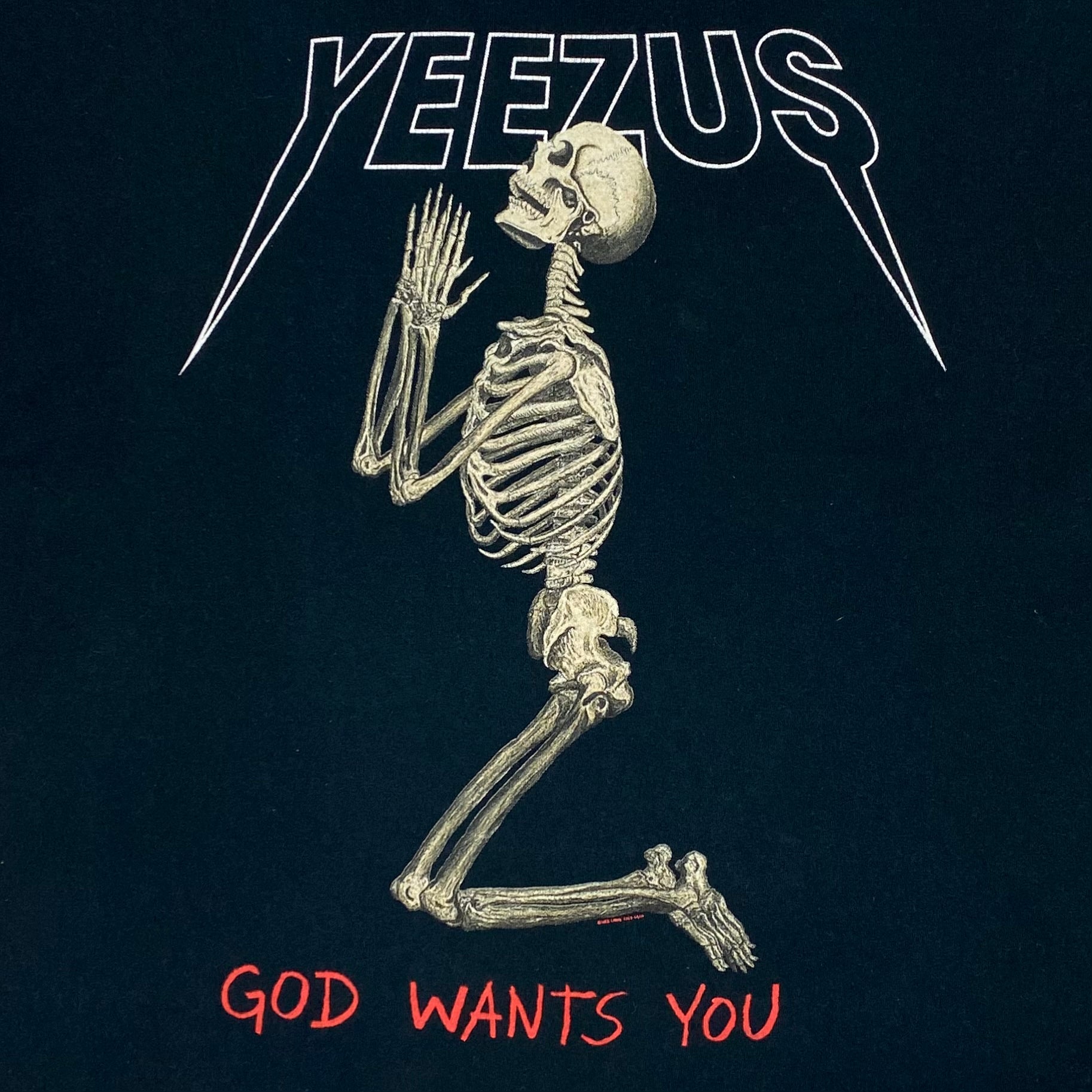 Yeezus Tour 2013 OG Skeleton Prayer Tee By Wes Lang