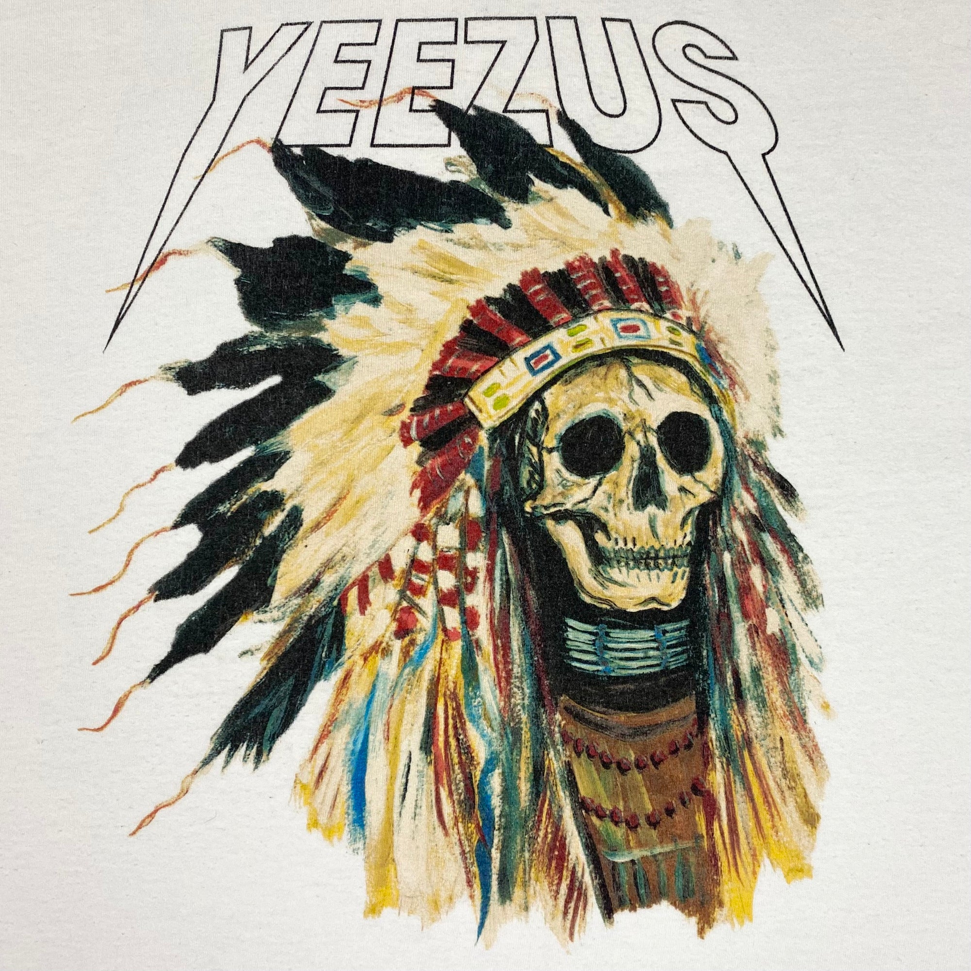Yeezus Tour 2013 OG Native Skull Tee In White By Wes Lang