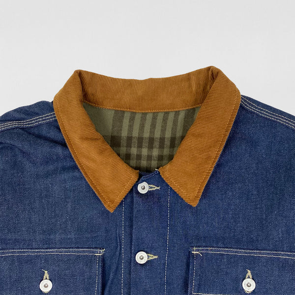 YZY SZN 6 Flannel Lined Corduroy Denim Sample Jacket In Blue