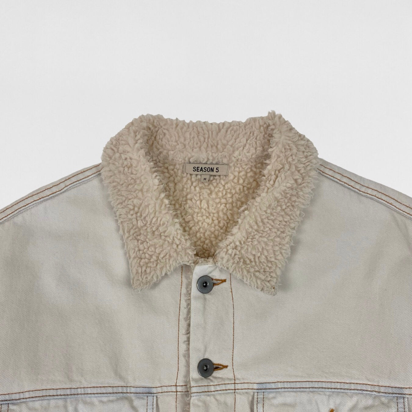 YZY SZN 5 Sherpa Denim Jacket In Bleach