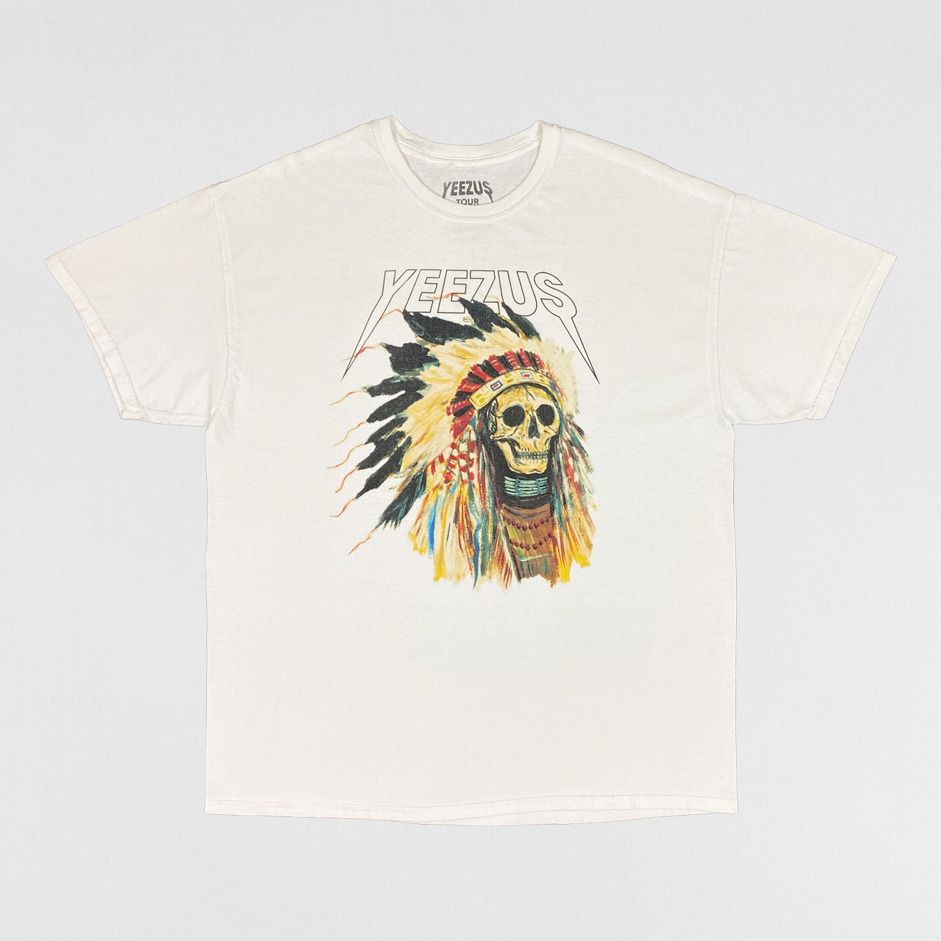 Yeezus Tour 2013 OG Native Skull Tee In White By Wes Lang