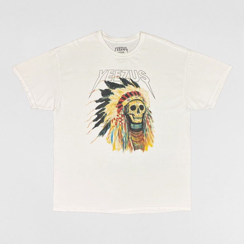Yeezus Tour 2013 OG Native Skull Tee In White By Wes Lang