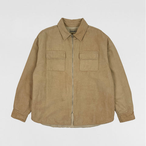 YZY SZN 4 Oversized Zip Up Flannel In Oatmeal