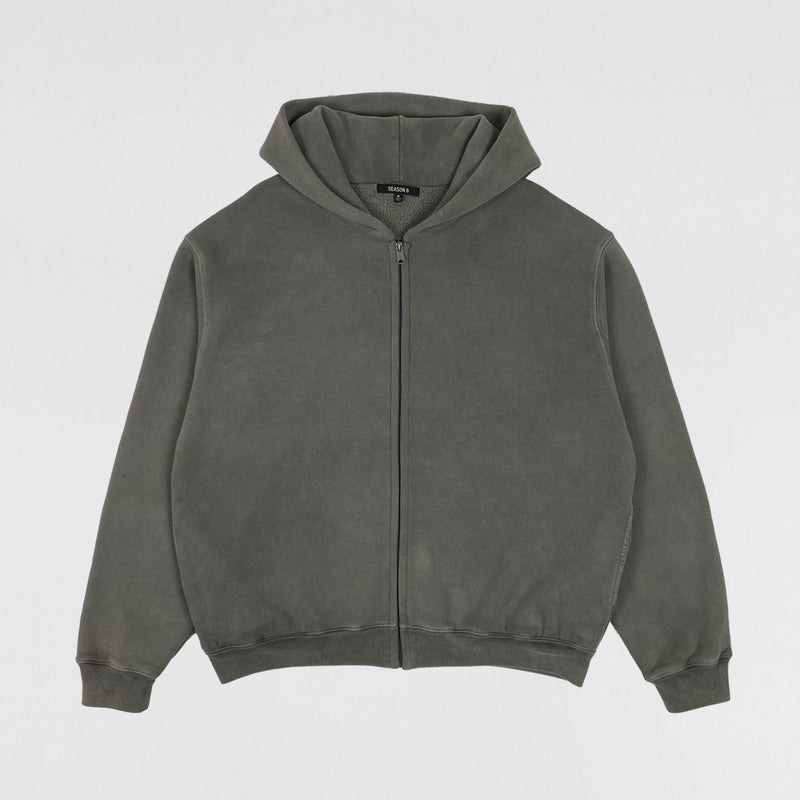 YZY SZN 6 Zip Up Hoodie In Gravel