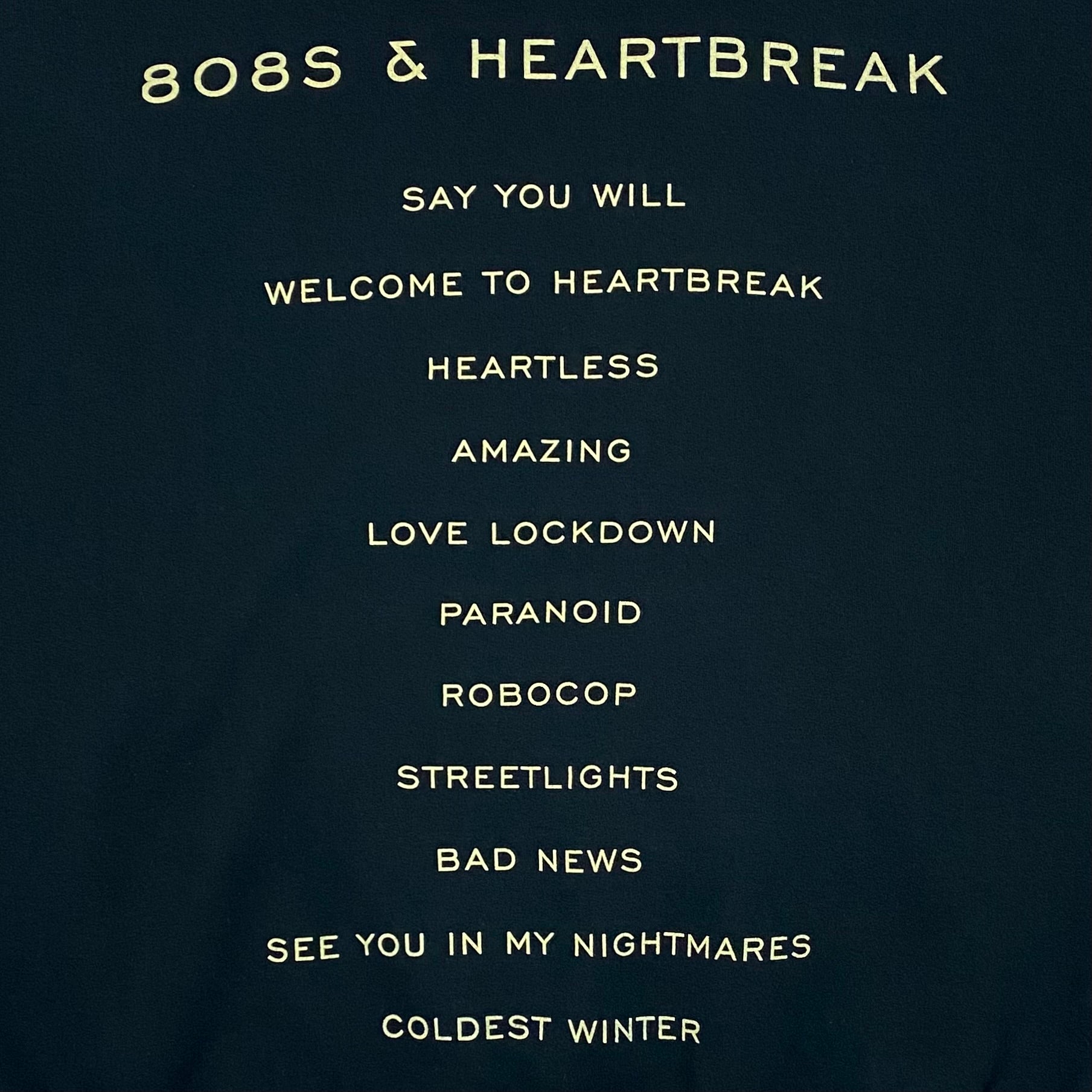 808’s & Heartbreak 2015 Hollywood Bowl Tracklist Hoodie In Black