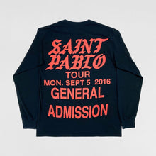 TLOP 2016 Saint Pablo Tour 'General Admission' Long Sleeve In Black