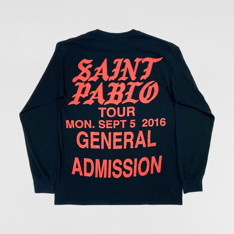TLOP 2016 Saint Pablo Tour 'General Admission' Long Sleeve In Black