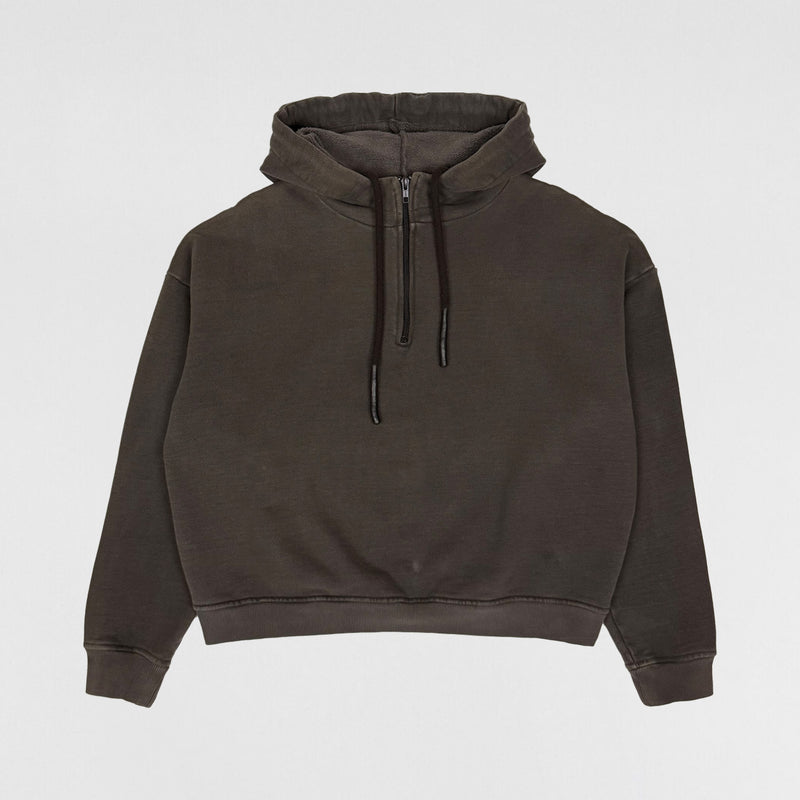 YZY SZN 1 Half Zip Boxy Hoodie In Caviar