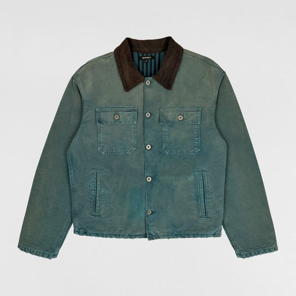 YZY SZN 6 Flannel Lined Canvas Jacket In Glacier