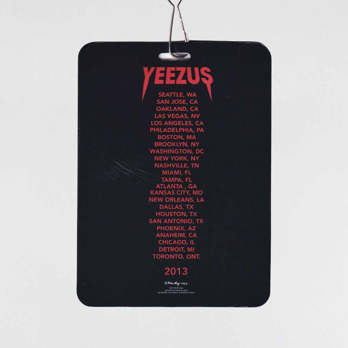 Yeezus Tour 2013 VIP Lanyard Pass By Wes Lang