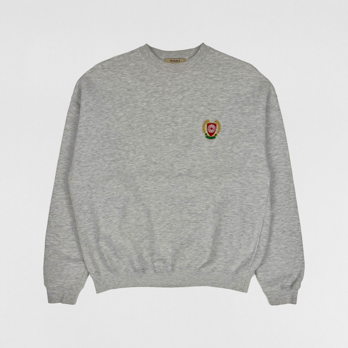 YZY SZN 5 Embroidered Calabasas Crewneck In Heather Grey