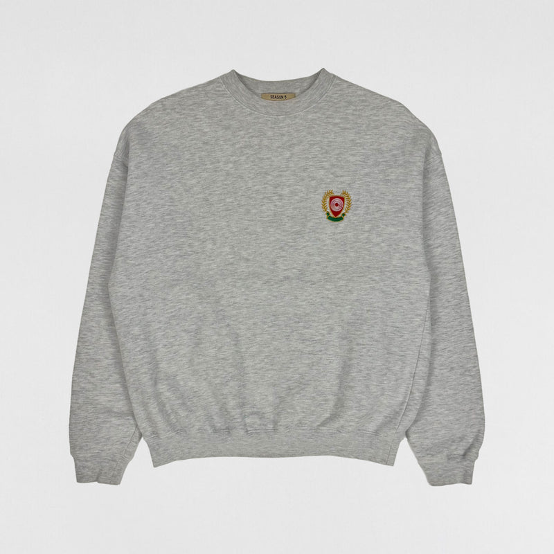 YZY SZN 5 Embroidered Calabasas Crewneck In Heather Grey