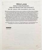 Wes Lang 2012 ‘Here Comes The Sunshine’ (Are You Ready For The Country?) Art Show Invitation