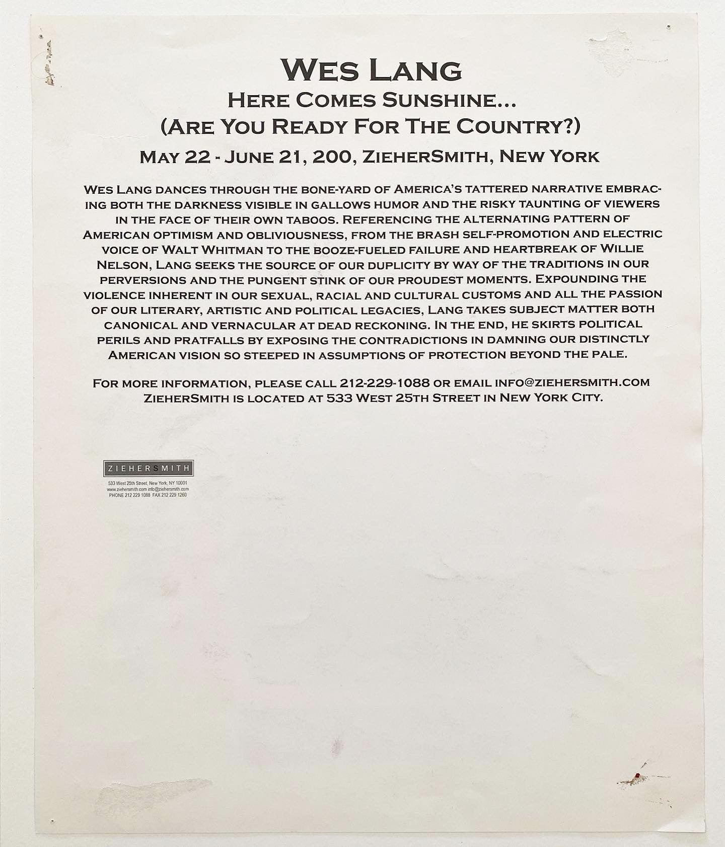 Wes Lang 2012 ‘Here Comes The Sunshine’ (Are You Ready For The Country?) Art Show Invitation