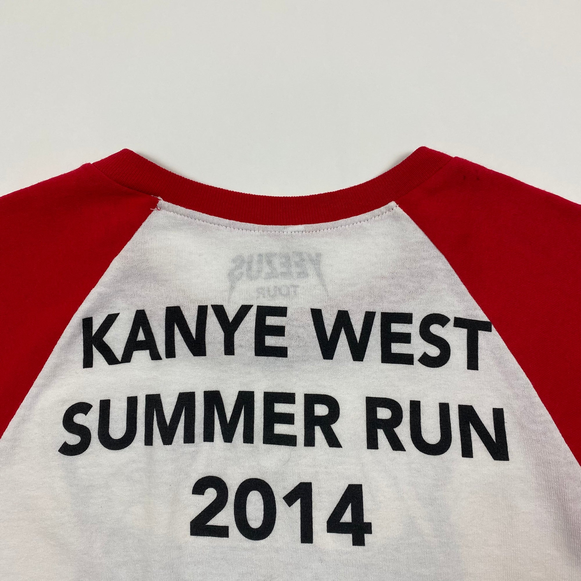 Yeezus Tour 2014 Bonnaroo Baseball Tee In White/Red